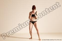 Underwear Martial art Woman White Moving poses Slim medium brown Dynamic poses Academic